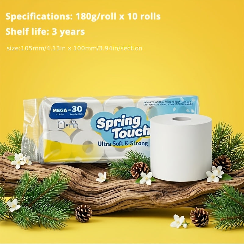 4-Ply Ultra-Soft Toilet Paper Bulk Rolls - Virgin Wood Pulp, Thick & Strong, No Flakes, Gentle on Skin, 10 / 20 / 30 Roll Packs for Home, Office & Hotel Bathrooms