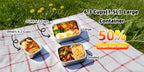Cordless Electric Heating Lunch Box 1.5L/50.72oz - 304 Stainless Steel, 24000mAh Rechargeable Battery, Adjustable Temp & Timer, Office Picnic Car Travel, Fork Spoon Divider Included, Black White Yellow Blue