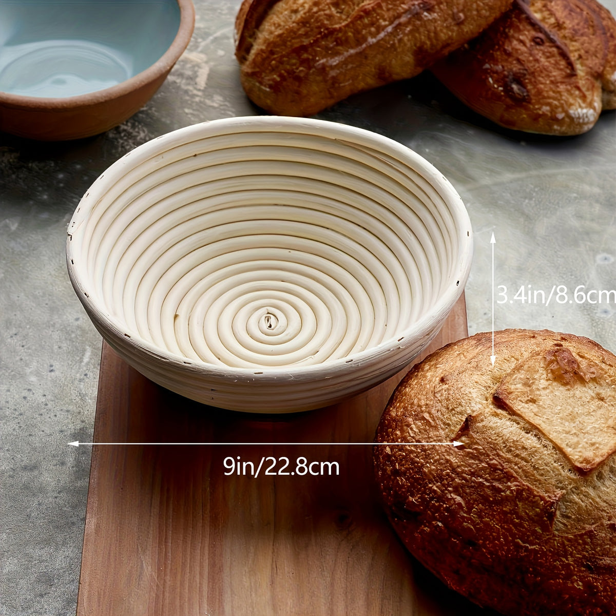 Sourdough Proofing Basket Set of 2 Round 9-Inch Rattan Banneton with Liners – Bread Proofing Bowls for Artisan Sourdough & Homemade Bread Baking