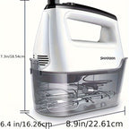 Electric Hand Mixer 6-Speed Turbo with 5 Stainless Steel Attachments and Snap-On Storage Case – Handheld Kitchen Mixer for Whipping, Cookies, Cakes, Dough & Brownie Batter