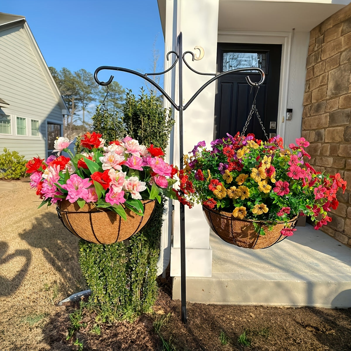 Artificial Sunflowers & Wildflowers 24pcs Mixed Colors Bouquet Set, Fake Flowers for Porch, Balcony & Front Door Decor, Year-Round Hanging Flower Basket Decoration, No Container Needed