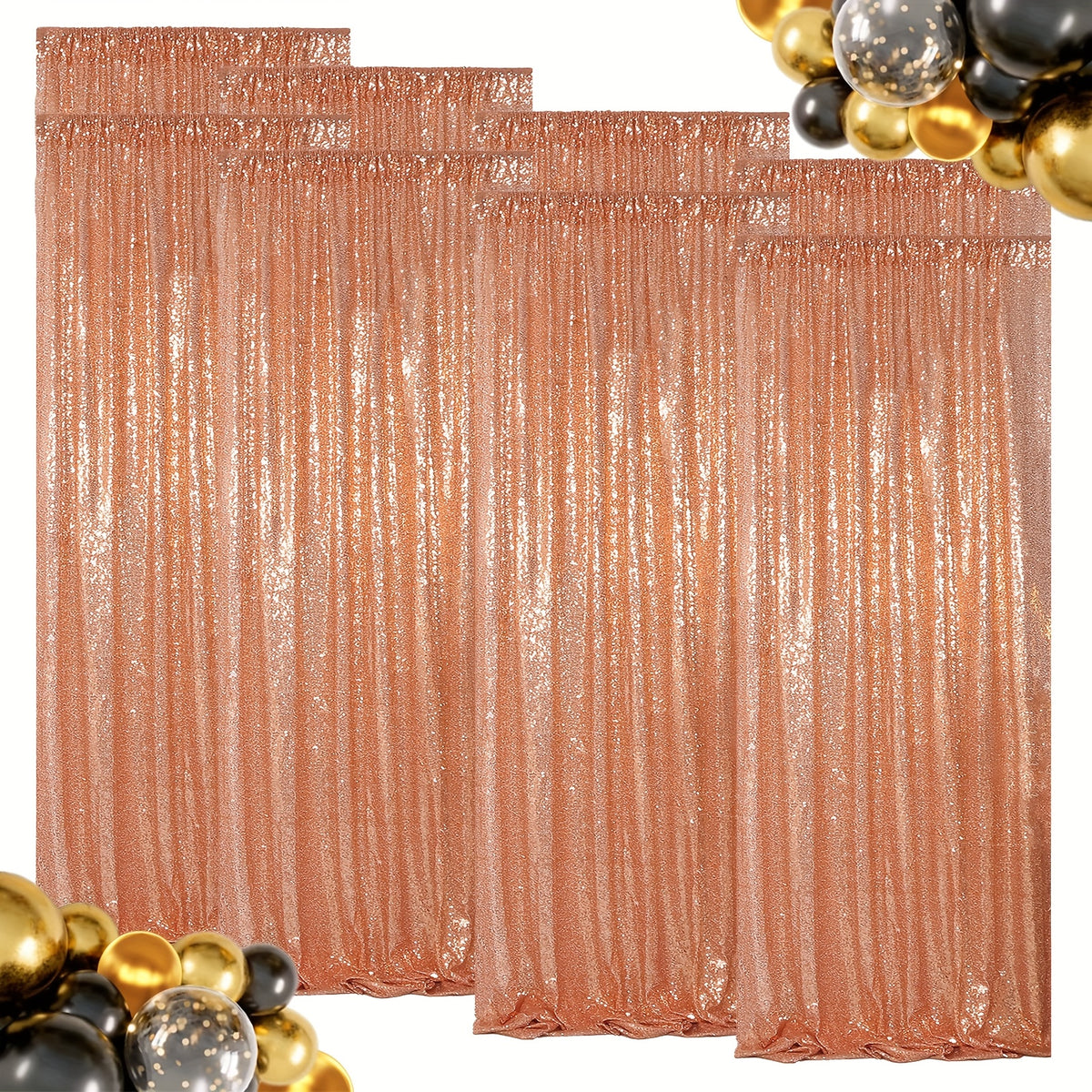Sequin Backdrop Curtains – Glitter Party & Wedding Background Panels, 2ft×8ft per Panel, 4/6/8 Panel Sets, 29 Colors for Birthday, Stage, Bridal & Event Decor