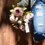 Artificial Peony Flowers 2 Bundles 26 Branches Lifelike Champagne Light Pink Fake Flower Bouquet – Wedding Home Decor French Country Floral Arrangement