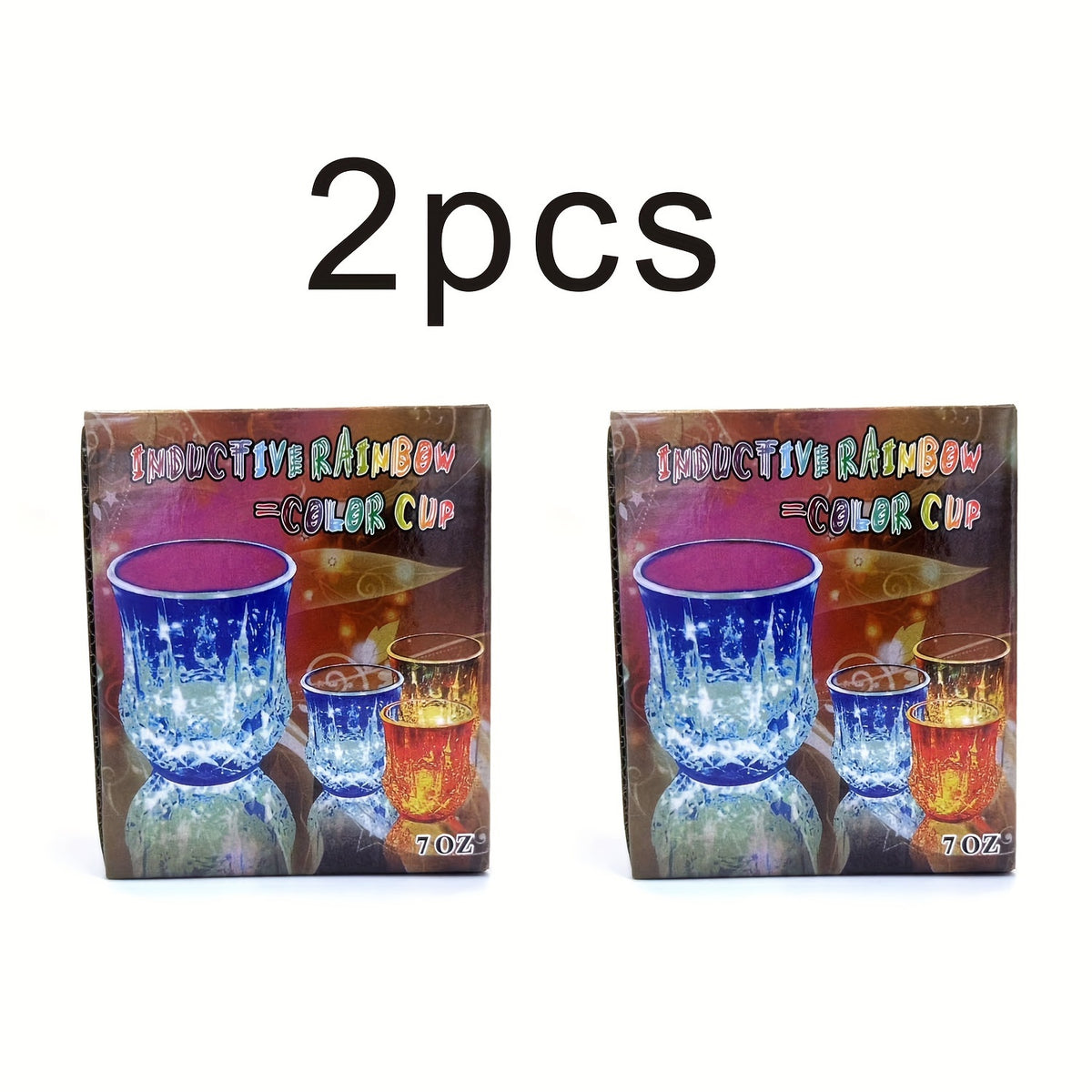 LED Light Up Cups Set of 2 | Water Activated Glowing Wine Glasses Multicolor Flashing Drinkware for Party Bar Easter
