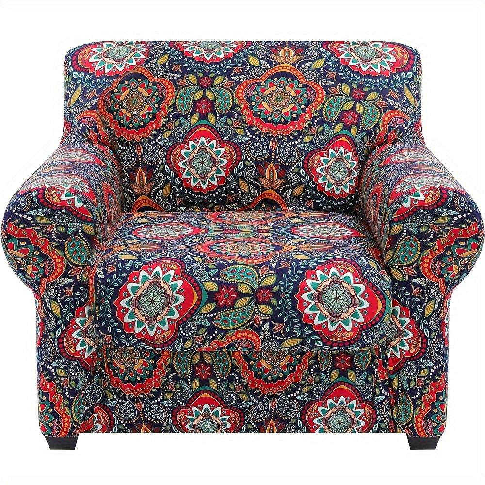 Boho Floral Sofa Slipcover Set with Separate Seat Cushion Covers – Washable Stretch Couch Cover for Armchair Loveseat Sofa, Drawstring Fit, Pet Friendly, 6 Colors