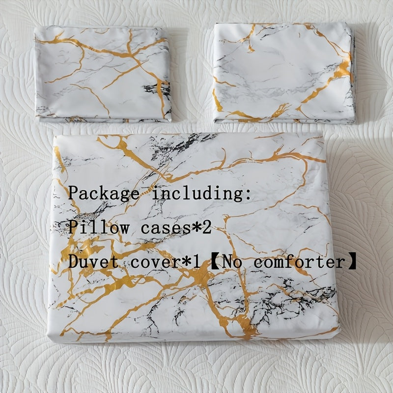 Duvet Cover Set Queen King Twin Full - Bronzing Texture Soft Breathable Bedding, 3-Piece with Pillowcases, All-Season Luxury Bedroom Decor, White Khaki Black