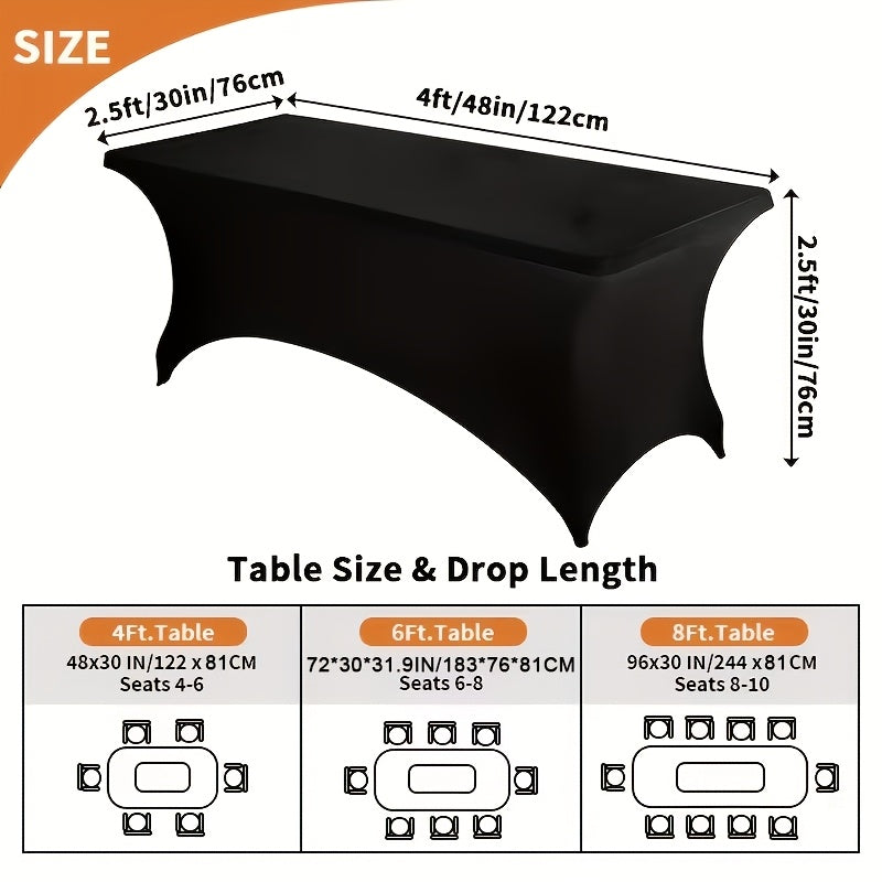 Spandex Fitted 6FT Tablecloth for Rectangular Tables – Wrinkle-Resistant Elastic Table Cover for Parties, Weddings, Trade Shows & Events – 2/4/8/12-Pack in Black, White & Light Yellow