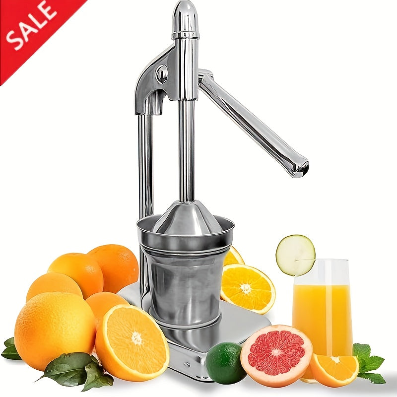 Manual Stainless Steel Citrus Lemon Juicer Press - Large 3.94" Bowl Hand Press Squeezer with U-Shaped Suction Base & Tapered Filter Disc - No Electricity, High Juice Yield, Dishwasher Safe