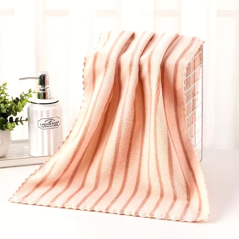 Color Coded Coral Fleece Towel Set 5 Pack – Ultra Soft Thickened Absorbent Bath Face Towels 5 Colors for Spa Sensitive Skin, Solid or Striped