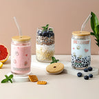 Can Shaped Glass Cups Set 18.6oz 550ml with Lids Straws & Cleaning Brush - Iced Coffee Boba Tea Smoothie Cola Drinking Glasses Gift for Women Men Girls | Nuvia Haven