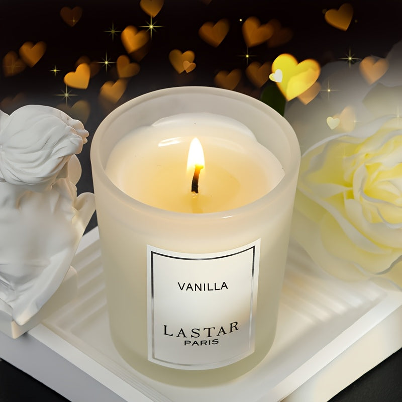 Vanilla Scented Candle Soy Wax Elegant Round Jar with Glitter Accents 70g Long-Burning Home Hotel Wedding Decor Gift for Christmas Valentine's Day Mother's Day