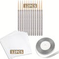 Candy Apple Sticks Bling Caramel Apple Wooden Skewers with Gift Bags & Glitter Ribbons - 25 or 49 Pack Decorative Cake Pop Sticks for Party Supplies, Halloween, Holidays, Silvery & Golden
