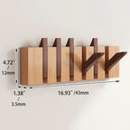 Wall-Mounted Coat Rack Natural Wood – Accordion Hook Rack for Entryway, 4/6/8/10 Hooks, Walnut & Beech Finish, Space-Saving Coat Hanger for Bedroom, Bathroom, Hallway