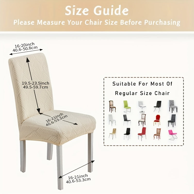 Dining Chair Covers Set of 6 Small Leaf Pattern Thickened Polyester-Spandex Elastic Slipcovers – Machine Washable, Pet Friendly, 6 Colors, One-Piece Design for Home & Restaurant