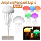 Voice-Controlled Jellyfish LED Lamp Full-Color Gradient Dimmable – 2000mAh Rechargeable Lifelike Tentacles Night Light, Freestanding or Hanging Home Decoration