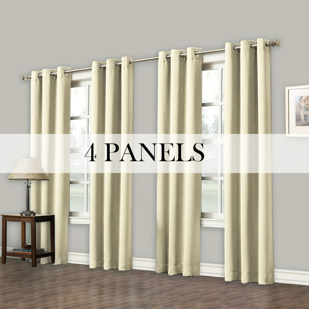 Room Darkening Blackout Curtains 4-Pack – Grommet Top Plain Weave Sun Blocking Drapes for Living Room & Bedroom, 9 Colors, 7 Size Options, Woven Polyester