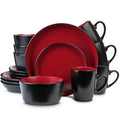 Ceramic Dinnerware Set Modern Matte Porcelain Plates Dishwasher Microwave Oven Safe Scratch Resistant Stoneware Tableware Black Red Blue for Restaurant Kitchen Wedding Gift