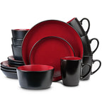 Ceramic Dinnerware Set Modern Matte Porcelain Plates Dishwasher Microwave Oven Safe Scratch Resistant Stoneware Tableware Black Red Blue for Restaurant Kitchen Wedding Gift