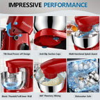Stand Mixer 5QT 10-Speed Electric Kitchen Mixer with Dough Hook, Flat Beater, Wire Whip & Pouring Shield | Dishwasher-Safe Attachments for Baking & Cooking | Red, Silver or Blue