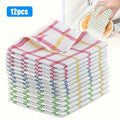 12-Pack Kitchen Dishcloths Double-Sided Reusable Cleaning Cloths – Highly Absorbent Cotton Dish Towels for Kitchen Surfaces & Wine Glass Cleaning, Non-Lint Multicolor Set