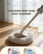 Spin Mop and Bucket Set with Wringer, 360° Dual-Drive Wringing System, 3 Microfiber Mop Heads for Hardwood Tile Marble Laminate Floor Cleaning