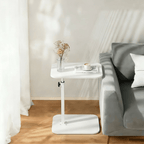 C-Shaped Side Table with Adjustable Height and 360° Rotatable Top – Laptop Sofa Table Coffee Table for Living Room Bedroom in Black White or Brown