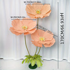 Giant Artificial Paper Peony Flowers Set of 3 – Large Paper Craft Floral Arrangements with Base Stems for Wedding, Birthday Party, Home Decor & Window Display