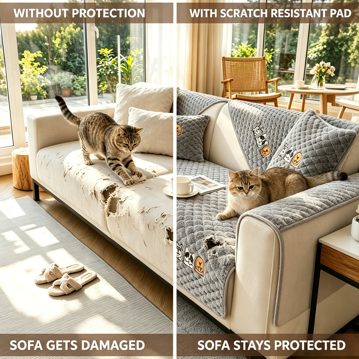 Honeycomb Velvet Sofa Slipcover Pet-Friendly Non-Slip with Cute Dog Embroidery, Bohemian Style Machine Washable Polyester Couch Cover for Sofa Cushion Backrest Armrest – Single Piece Home Decor, Grey