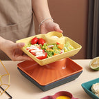 Colorful Serving Plates Set of 4 BPA-Free PP Snack Sushi Appetizer Plates with Dipping Sauce Dishes for Charcuterie Desserts Holiday Christmas Parties