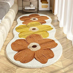 Fluffy Sheep Pastoral Area Rug - Soft 1000G Irregular Shape Bedside Mat with Transparent Flower & Sheep Design, Non-Slip PVC Backing, Machine Washable Cozy Rug for Bedroom & Corridor