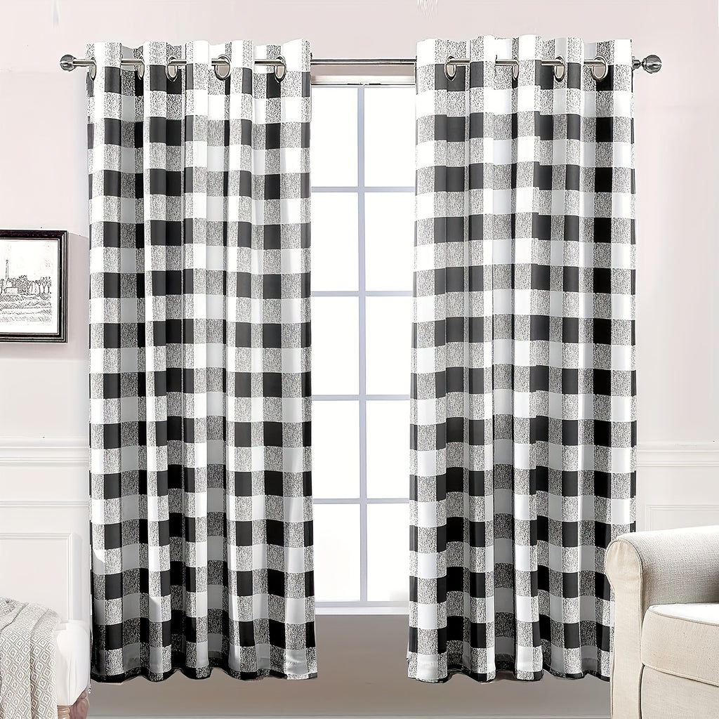 Buffalo Plaid Blackout Curtains Farmhouse Thermal Insulated Drapes | Room Darkening Window Panels for Bedroom Dining Room, 9 Colors 14 Sizes, Single or 2-Panel Set
