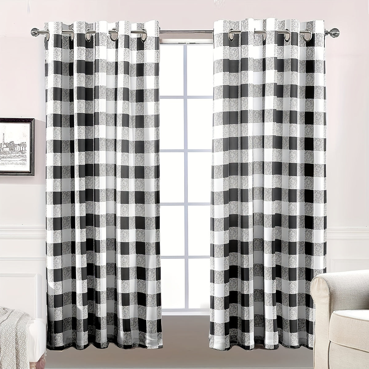 Buffalo Plaid Blackout Curtains Farmhouse Thermal Insulated Drapes | Room Darkening Window Panels for Bedroom Dining Room, 9 Colors 14 Sizes, Single or 2-Panel Set