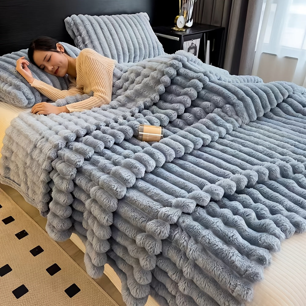 Quilted Anti-Static Thick Throw Blanket – Warm Cozy Twill Weave Bed Blanket in 7 Colors & 4 Sizes for Bedroom, Dorm & Office Nap