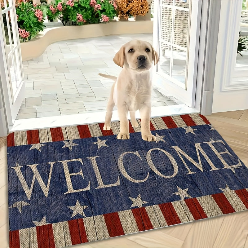 Patriotic Welcome Door Mat – Machine Washable Polyester, National Pride Design, Indoor Runner for Entryway, Bedroom, Kitchen & Bathroom | 18×47 in | Nuvia Haven