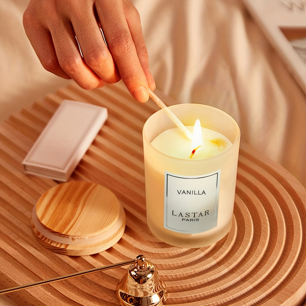 Vanilla Scented Candle Soy Wax Elegant Round Jar with Glitter Accents 70g Long-Burning Home Hotel Wedding Decor Gift for Christmas Valentine's Day Mother's Day