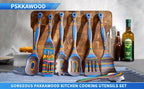 Pakkawood Kitchen Utensils Set, Wooden Cooking Spoons, Spatula & Salad Tongs, Premium Wood Serving Tools for Home Kitchen, Apartment Essentials, Perfect Kitchen Gift for Women