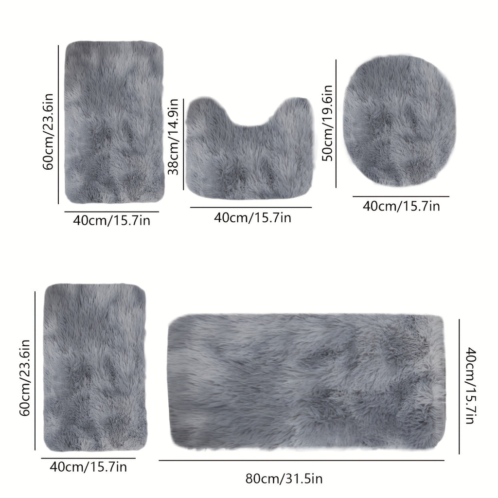 Plush Bath Rugs Set 1-6 Pieces, Multi-Color Microfiber Non-Slip Bathroom Mats – Soft Water Absorbent Thick Machine Washable Toilet Mats for Bathroom, Tub & Shower