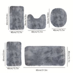 Plush Bath Rugs Set 1-6 Pieces, Multi-Color Microfiber Non-Slip Bathroom Mats – Soft Water Absorbent Thick Machine Washable Toilet Mats for Bathroom, Tub & Shower