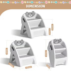 Foldable Kids Step Stool 2-Step with Non-Slip Design & Handle – Multipurpose Toddler Step Stool for Bathroom Sink, Kitchen Counter, Bedroom, Grey Pink Blue