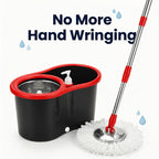 Spin Mop and Bucket Set with Wringer 360°, 4 Microfiber Mop Heads Included, Spinning Mop Bucket System for Bathroom Kitchen Bedroom Living Room Floor Cleaning