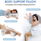 C-Shaped Ergonomic Neck Pillow with Cooling Gel – Multi-Angle Cervical & Spine Support for Side, Back & Stomach Sleepers, Removable Cool Pillowcase | Gray