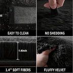 Memory Foam Area Rug Large Black Plush Thick Non-Slip Machine Washable – Soft Rectangular Mat for Bedroom & Living Room – Modern Minimalist Style, Multiple Sizes