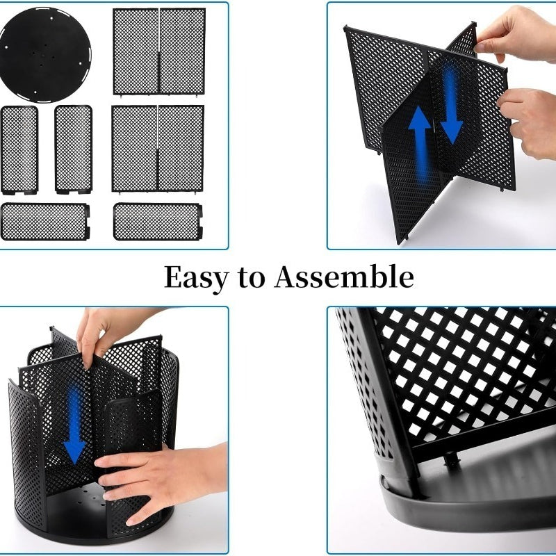 Rotating Paper Cup Holder with 4 Compartments | Disposable Coffee Cup Dispenser & Lid Rack for Countertop, Kitchen, Coffee Station & Bathroom | White or Black