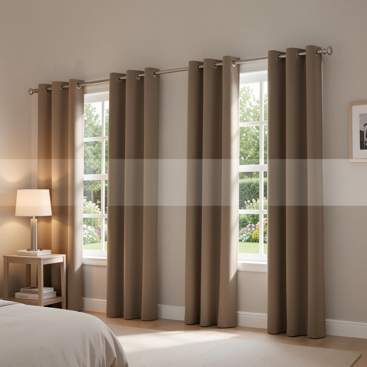 Room Darkening Blackout Curtains 4-Pack – Grommet Top Plain Weave Sun Blocking Drapes for Living Room & Bedroom, 9 Colors, 7 Size Options, Woven Polyester