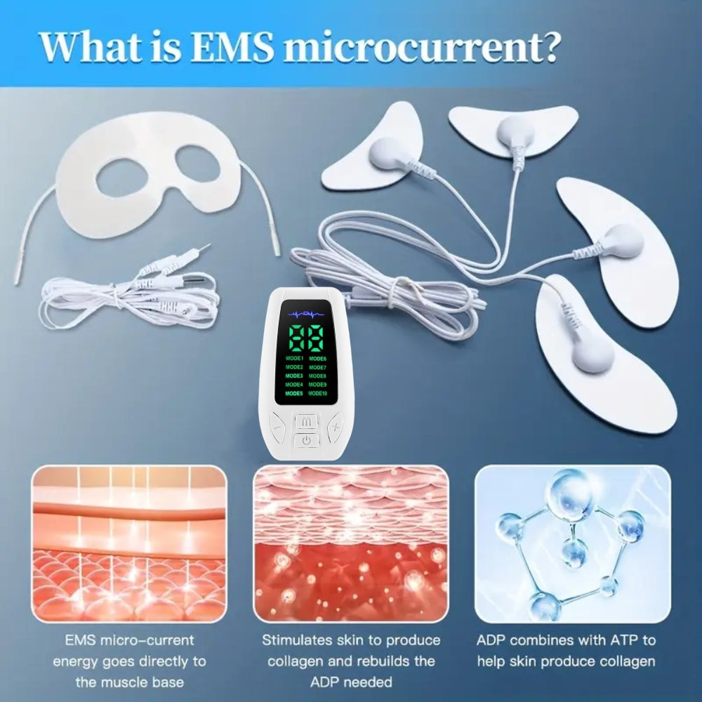 EMS Microcurrent Eye Massager Facial Lifting Device, Low-Frequency Tightening Tool for Eye Corners, Masseter Muscle Relaxation & Facial Slimming