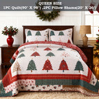 Christmas Quilt Set Queen King 3 Piece – Rustic Lodge Deer Snowman Snowflake Holiday Bedding Ensemble, Quilted Bedspread Coverlet with Pillow Shams, Machine Washable Lightweight Comforter