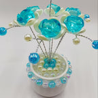 Crystal Simulation Flower Decoration Set of 2 - Handmade Faux Crystal Flowers for Car Center Console Home Decor and Desk - Elegant Gift for Mothers Day Birthday and Valentines Day Holiday Parties