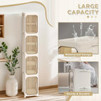 Bathroom Storage Cabinet 1 2 3 4 Tier Foldable Plastic Organizer with Doors and Shelves – Space-Saving Under Sink & Counter Solution