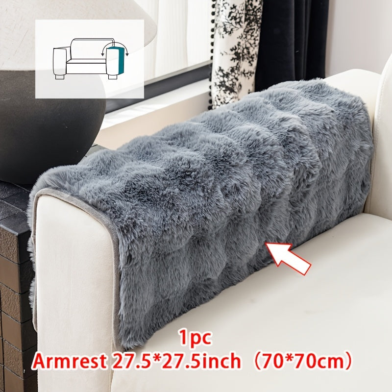 Plush Sofa Cover Rabbit Fur Like Cushion – Anti-Slip Wear-Resistant Pet Friendly Sofa Protector, 450-500GSM Polyester, Machine Washable, Home Decor