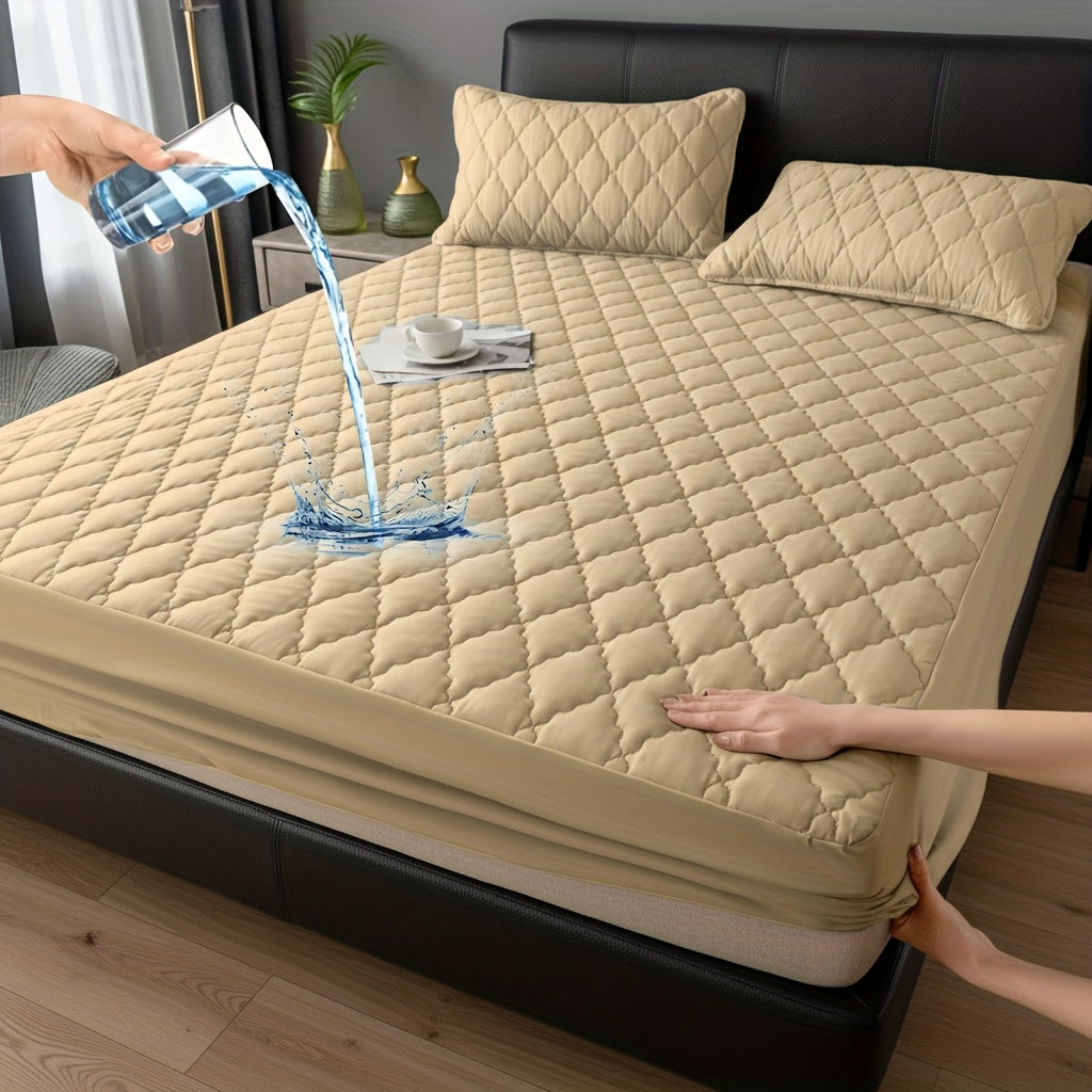 Mattress Protector Deep Pocket 11.8-Inch Thickened Fitted Cover with Embossed Design – Solid Color Bedding Essential for Twin Full Queen King, 7 Colors